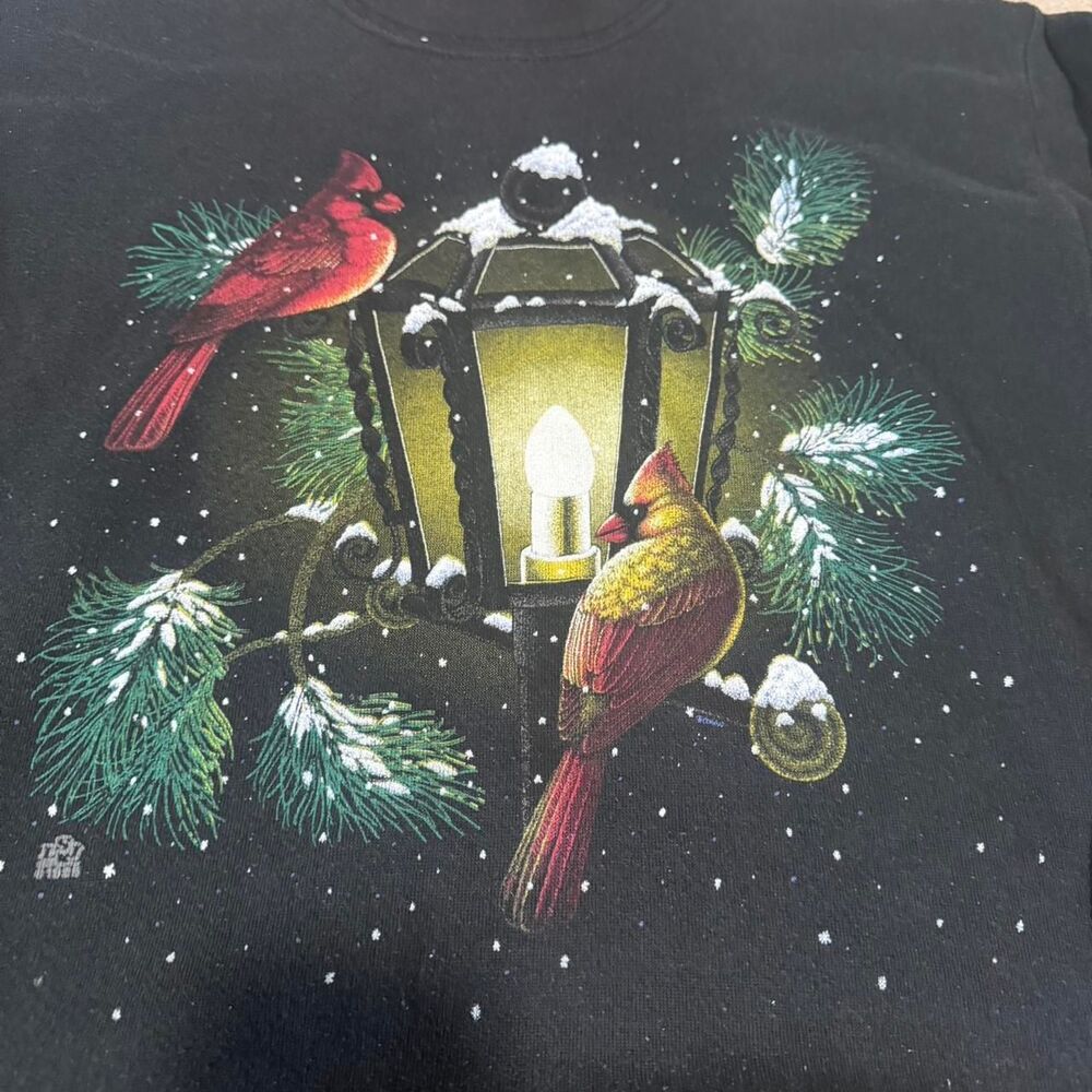 90s vintage sweater crewneck with cardinals print Nature Long neck - Picture 2 of 7